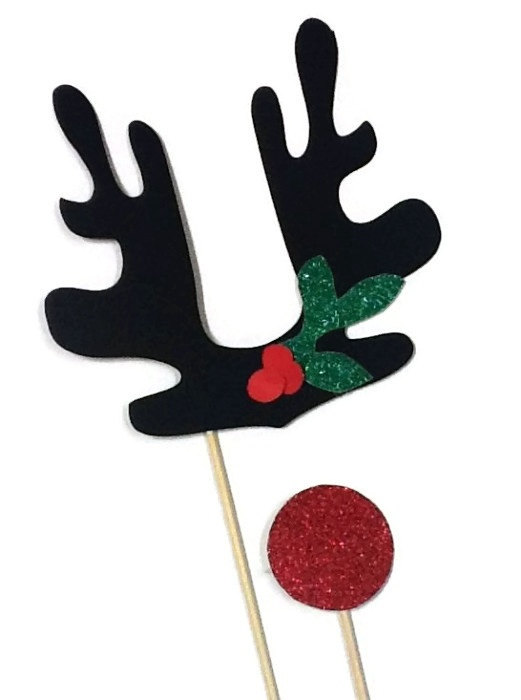 Reindeer Antlers, Reindeer Props, Rudolph, Rudolph Photobooth Prop, Glitter Props, Christmas Props